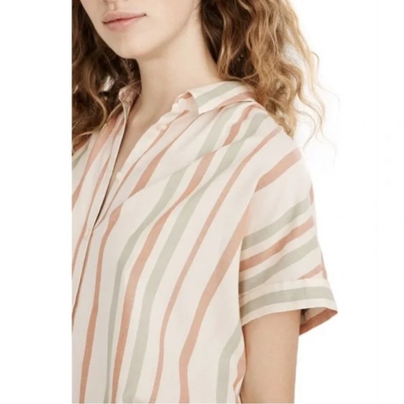 Madewell Central Multistripe Shirt In Lucid Pink - Size M - Picture 4 of 5